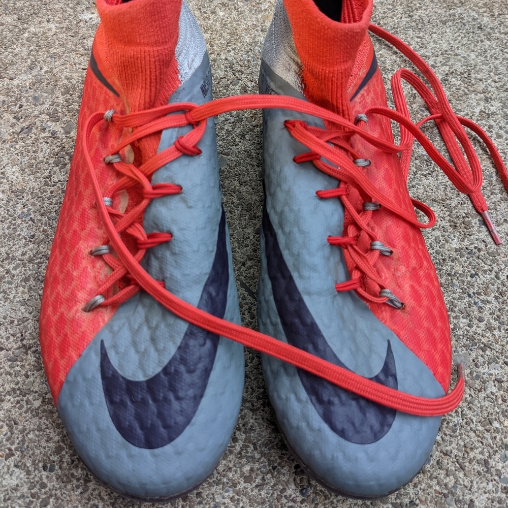 Men's Nike HyperVenom Cleats Red & Grey Size 6.5